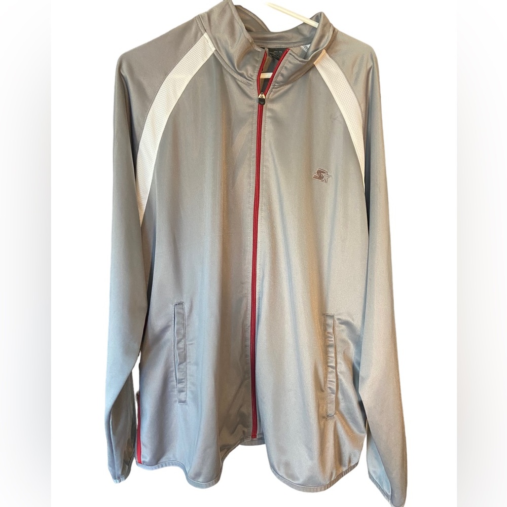 Vintage Gray White Red Starter Men’s 2XL Full Zip Warm Up Track Jacket